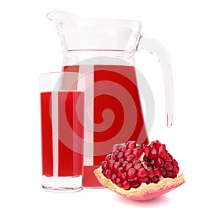 Pomegranate fruit juice in glass pitcher