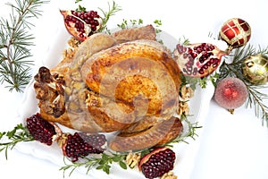 Pomegranate Glazed Roasted Turkey on White