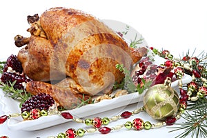 Pomegranate Glazed Roasted Turkey on White