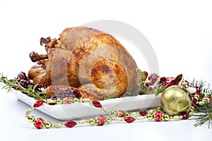 Pomegranate Glazed Roasted Turkey on White