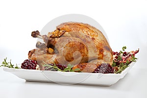 Pomegranate Glazed Roasted Turkey on White