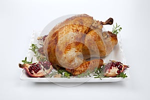 Pomegranate Glazed Roasted Turkey on White