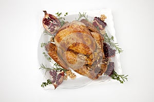 Pomegranate Glazed Roasted Turkey on White