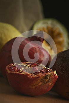 Pomegranate halved