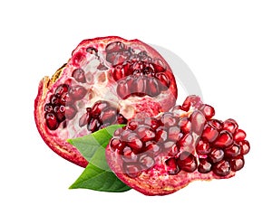 Pomegranate on white background