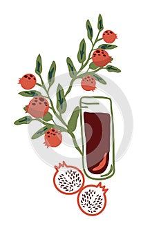 Pomegranate juice illustration