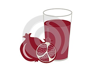 Pomegranate juice isolated on white