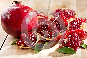 Pomegranate with leafs