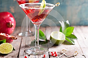 Pomegranate martini with lime