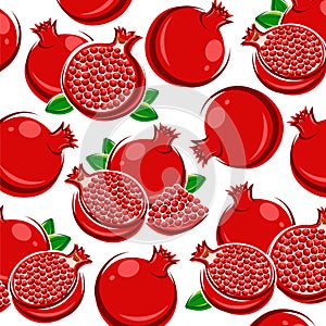 Pomegranate pattern background set. Collection icon pomegranate. Vector