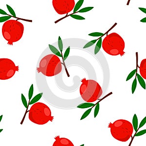 Pomegranate pattern cartoon flat design. Vector wallpaper