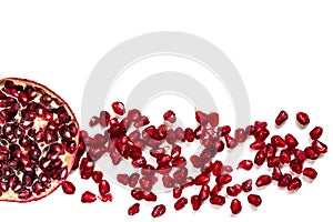 Pomegranate Pearls Over White Background