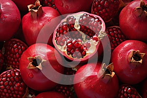 Pomegranate red background. Generate Ai