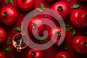 Pomegranate red ripe background. Generate Ai