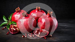 Pomegranate, Red Ripe Whole Fruit Group, Grenadine Ingredient Fresh Sweet Organic Pomegranates