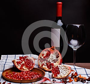 Pomegranate with red wine