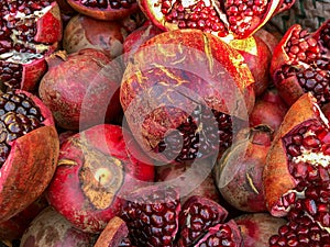 Pomegranate for sale at market souk in Agadir, Morocco, Africa