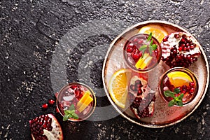 Pomegranate sangria with oranges