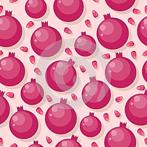 Pomegranate Seamless Pattern Vector in Flat Design.