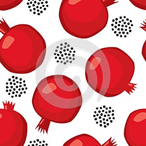Pomegranate seamless pattern on white background.