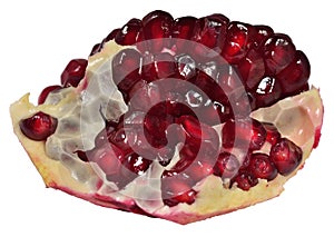 Pomegranate section on a white