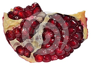 Pomegranate section on a white