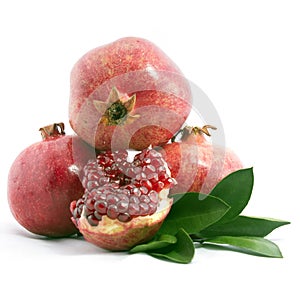 Pomegranate on the white background