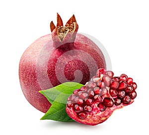 Pomegranate on white background