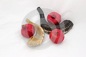 Pomegranates and a horn symbols of the Jewish new year (Rosh HaS