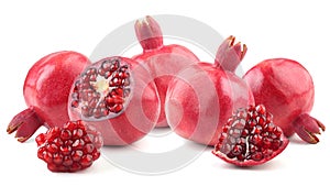 Pomegranates isolated on white