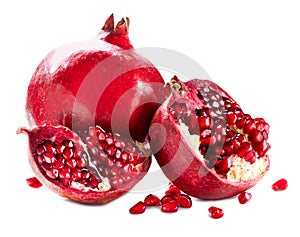 Pomegranates isolated on White