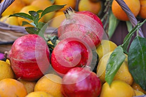 Pomegranates and oranges