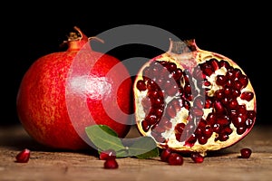 Pomegranates side by side