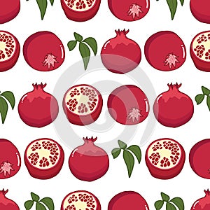 Pomegrante fruit seamless pattern illustration