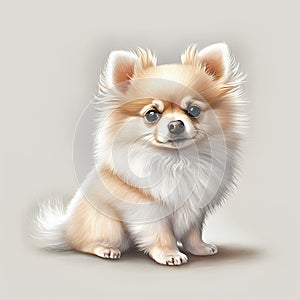 Pomeranian dog isolated on white background. Realistic vector illustration.