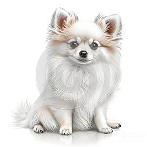 Pomeranian dog isolated on a white background. Vector illustration.