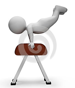 Pommel Horse Means Physical Activity And Apparatus 3d Rendering