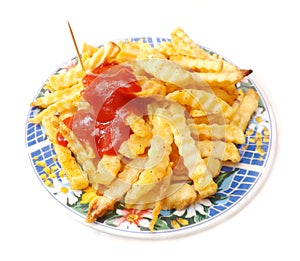 Pommes frites with ketch up photo