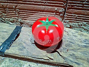 Pomodoro Timer in concrete floor white dirty old cement texture