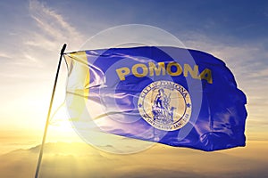 Pomona of California of United States flag waving on the top