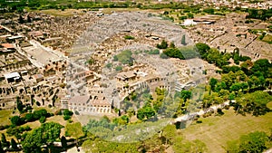 Pompei, Italy. Aerial view of old city from a drone viewpoint in summer season photo