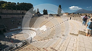 Pompeii, Italy. Great Theatre Of Pompey In Sunny Day