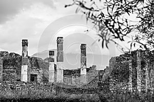 Pompeii ruins in Italy, ancient historical place, excavations, volcanic eruption
