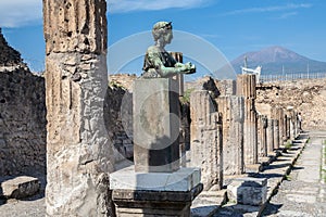 Pompeii Temple and Vesuvius