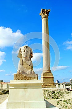 Pompey's Pillar in Alexandria, Egypt