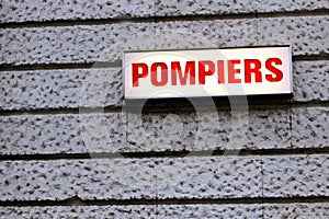 Pompiers french traffic sign Paris France Firemen rescuer alert