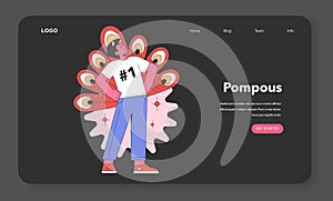 Pompous character concept. Flat vector illustration.