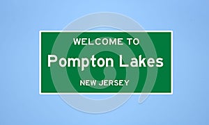 Pompton Lakes, New Jersey city limit sign. Town sign from the USA