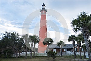 Ponce de Leon Inlet Lighthouse on a bright tday in Florida, USA