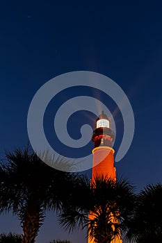 The Ponce De Leon Lighthouse on the Florida coast just before su photo